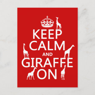 Carte Postale Gardez le calme et la girafe allumés (couleurs de