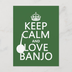 Carte Postale Gardez le calme et l'amour Banjo (toute couleur ar