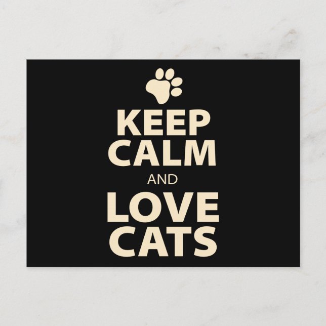 Carte Postale Gardez le calme et l'amour chats (Devant)