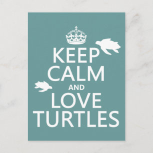 Carte Postale Gardez le calme et l'amour des tortues