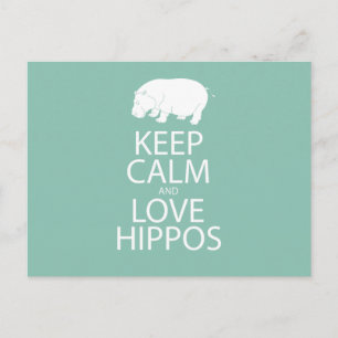 Carte Postale Gardez le calme et l'amour Hippopotame Imprimer Hi