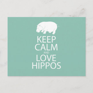 Carte Postale Gardez le calme et l'amour Hippopotame Imprimer Hi