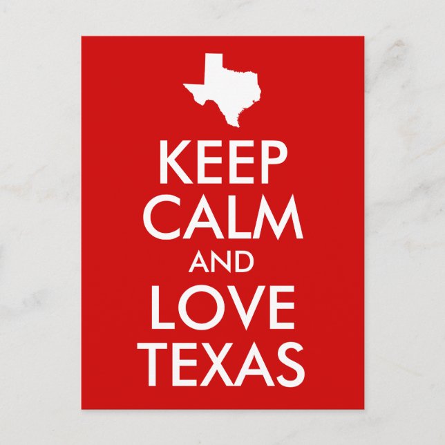 Carte Postale Gardez le calme et l'amour Texas Red (Devant)