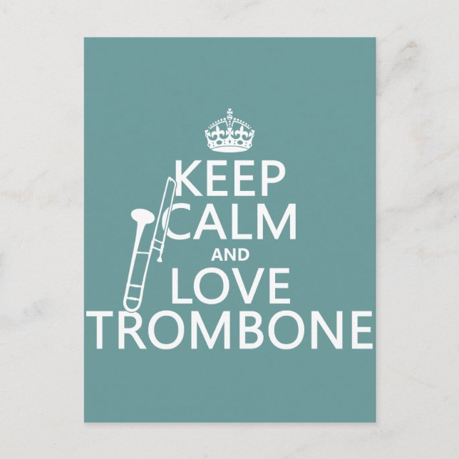 Carte Postale Gardez le calme et l'amour Trombone (n'importe que (Devant)