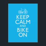 Carte Postale Gardez le calme et le vélo allumés<br><div class="desc">"Conserver le calme et le vélo" Vous pouvez customiser la couleur de l'ARRIÈRE - PLAN en cliquant sur le bouton "CUSTOMISER IT" et changer la couleur</div>