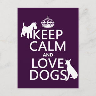 Carte Postale Gardez le calme et les chiens d'amour - toutes les