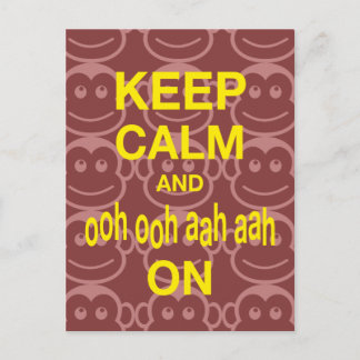 Carte Postale Gardez le calme et Ooh Ooh Aah Aah sur l'art singe