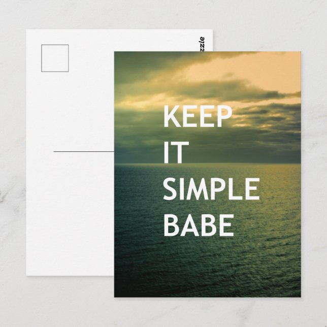 Carte Postale Gardez-le simple bébé (Devant / Derrière)