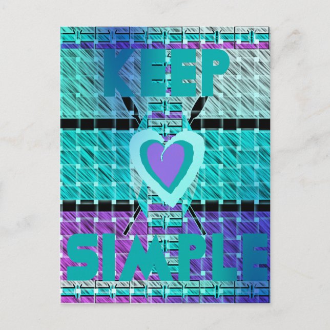 Carte Postale Gardez-le simple : Cyan Heart & Clarity Art Motif (Devant)