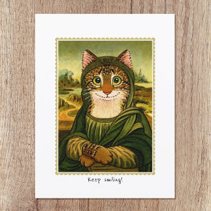 Carte Postale Gardez le sourire mignon Mona Lisa Chat Personnali