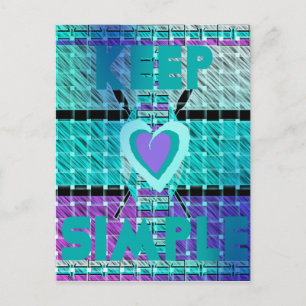 Carte Postale Gardez les Choses Simples : Art de Motif de Cœur C