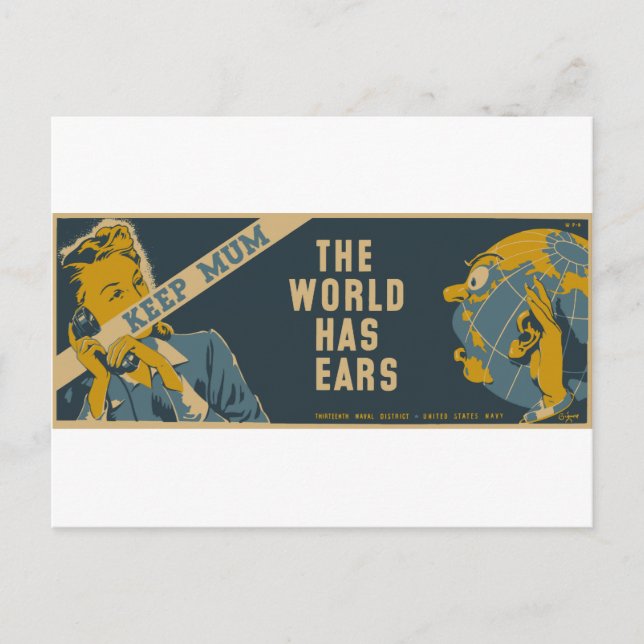 Carte Postale Gardez Maman Le Monde A Des Oreilles (Devant)