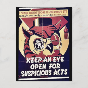 Carte Postale Gardez Un Oeil Ouvert Pour Les Actes Susceptibles