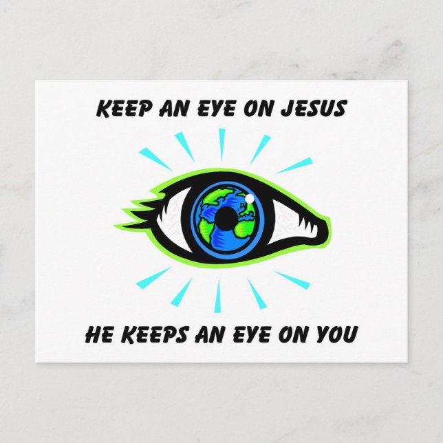 Carte Postale Gardez un oeil sur Jésus don chrétien (Devant)