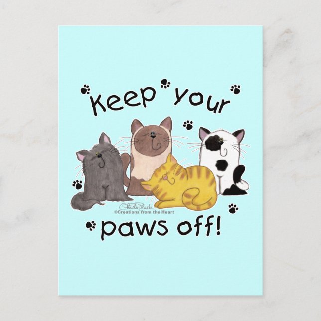 Carte Postale Gardez vos pattes hors (chats) (Devant)