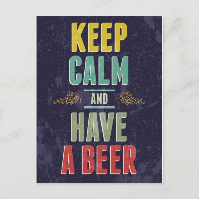 Carte Postale Gardez votre calme et prenez une bière (Devant)