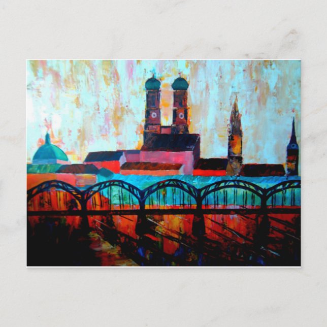 Carte Postale Gare centrale de Munich avec Hackerbridge (Devant)