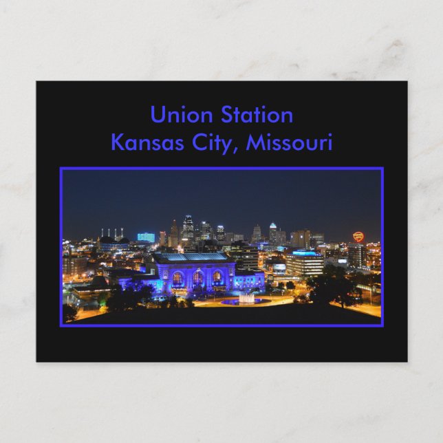 Carte Postale Gare de Kansas City Union en bleu (Devant)