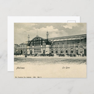 Carte Postale  Gare de Mechelen antique néo renaissance