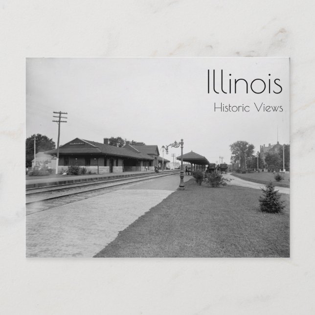 Carte Postale Gare d'Elmhurst, Illinois (Devant)