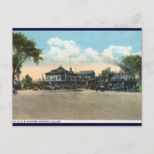Carte Postale Gare ferroviaire, Waterville, ME 1920 Vintage