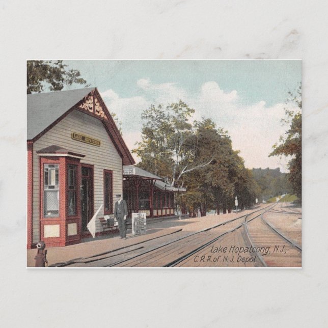 Carte Postale Gare, Lac Hopatcong, New Jersey Vintage (Devant)