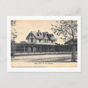Carte Postale Gare, Red Bank, New Jersey Vintage