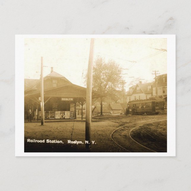 Carte Postale Gare, Roslyn, Long Island, Vintage (Devant)