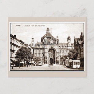 Carte Postale Gare vintage d'Anvers Central