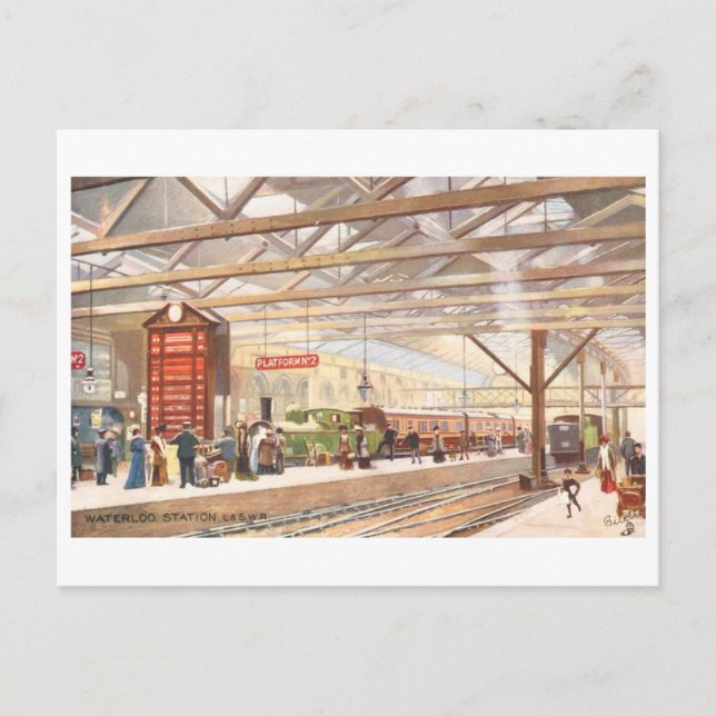 Carte Postale Gare Waterloo vintage (Londres) (Devant)