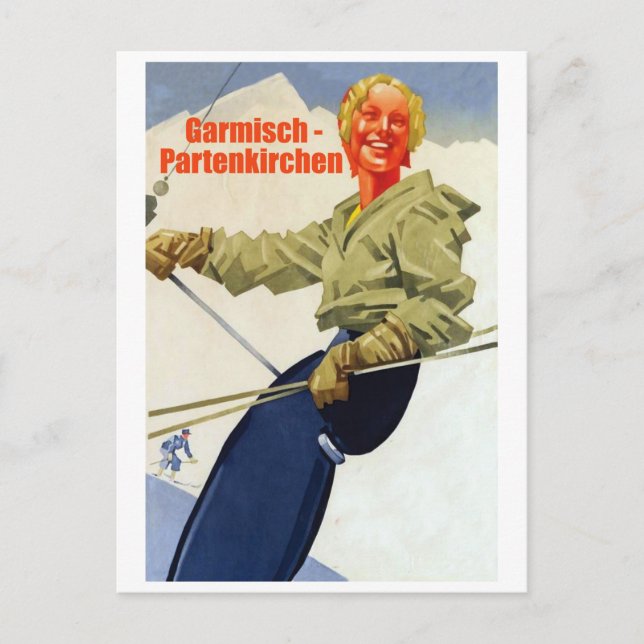 Carte Postale Garmisch-Partenkirchen, Fille sur Télésiège (Devant)
