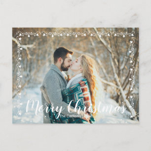 Carte Postale Garniture de guirlande blanche Joyeux Noël Photo