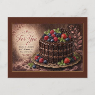 Carte Postale Gâteau au Chocolat et aux Fruits Rouges pour Vous