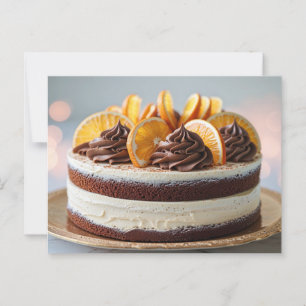Carte Postale Gâteau au Chocolat Orange avec Tranches de Fruit O
