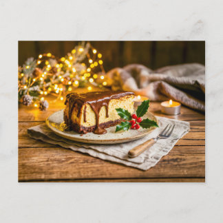 Carte Postale Gâteau au fromage au chocolat de Noël sur une tabl