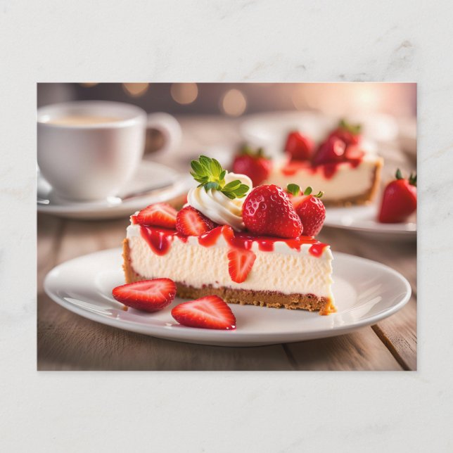Carte Postale Gâteau au fromage et fraises (Devant)