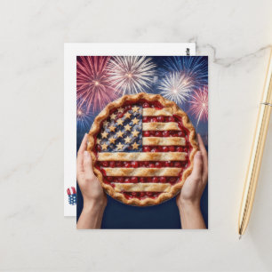Carte Postale Gâteau aux cerises avec croûte en drapeau américai