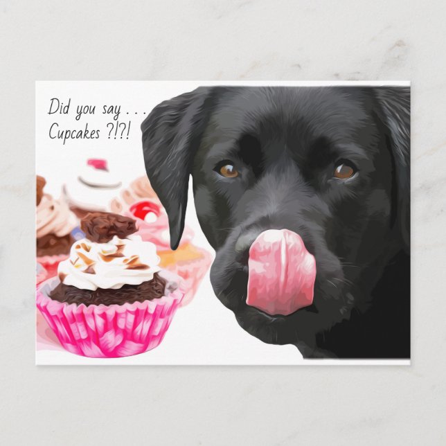 Carte Postale Gâteau Black Labrador - Anniversaire de Chien - Bl (Devant)
