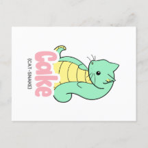 Carte postale Gâteau (Cat +Snake)