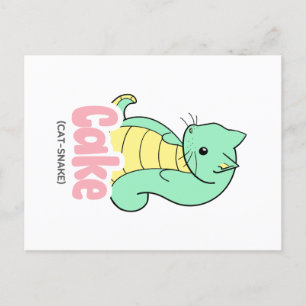 Carte postale Gâteau (Cat +Snake)
