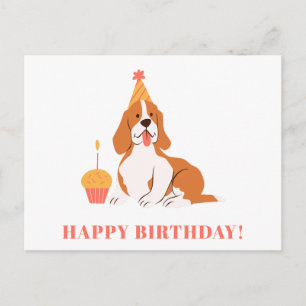 Carte Postale Gâteau Cupcake Anniversaire Chien Mignon Coloré Mo