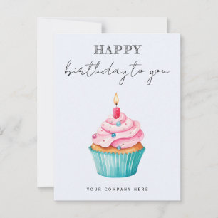 Carte Postale Gâteau Cupcake Aquarelle Joyeux Anniversaire Entre