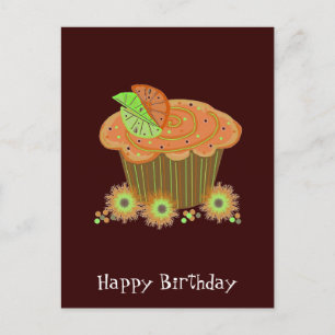 Carte Postale Gâteau cupcake d'anniversaire orange