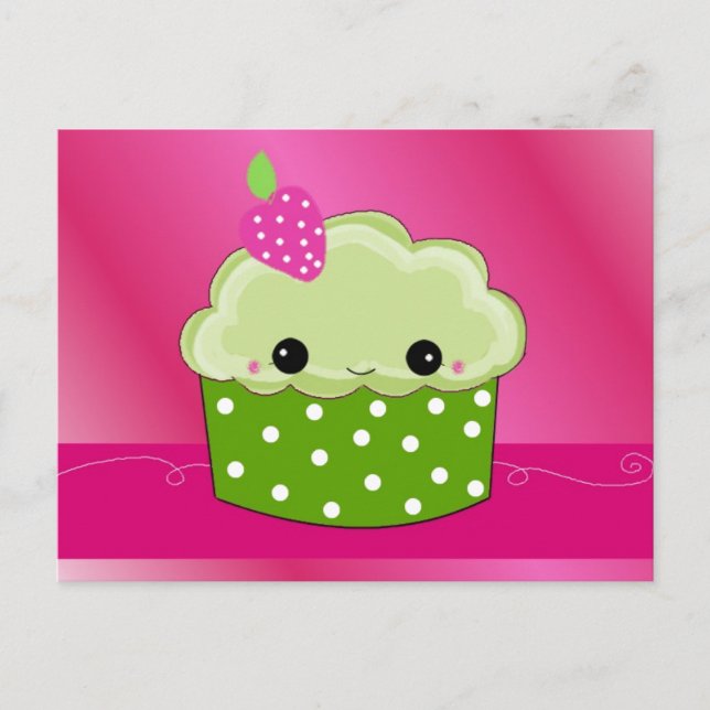 Carte Postale Gâteau Cupcake Doux Visage (Devant)