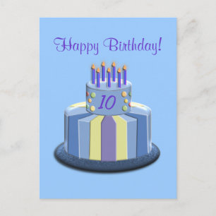 Carte Postale Gâteau d'âge d'anniversaire (bleu)