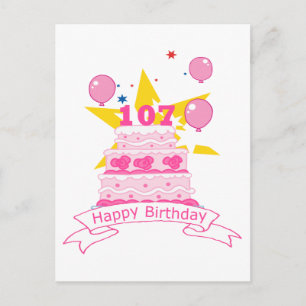 Carte Postale Gâteau d'anniversaire 107 ans