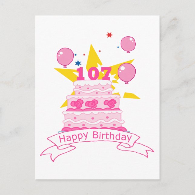 Carte Postale Gâteau d'anniversaire 107 ans (Devant)