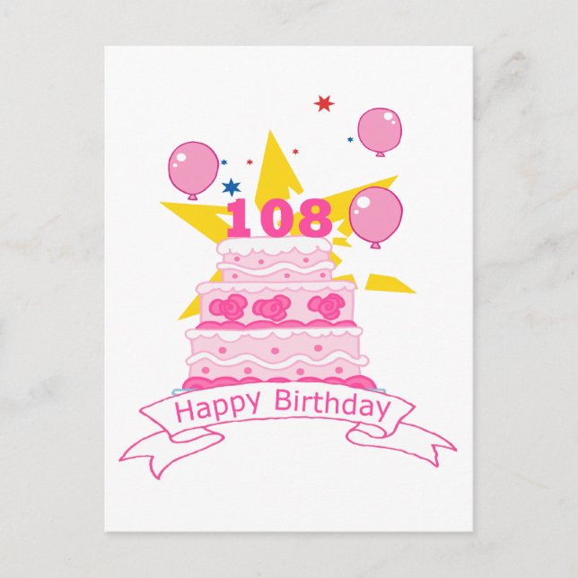 Carte Postale Gâteau d'anniversaire 108 ans (Devant)