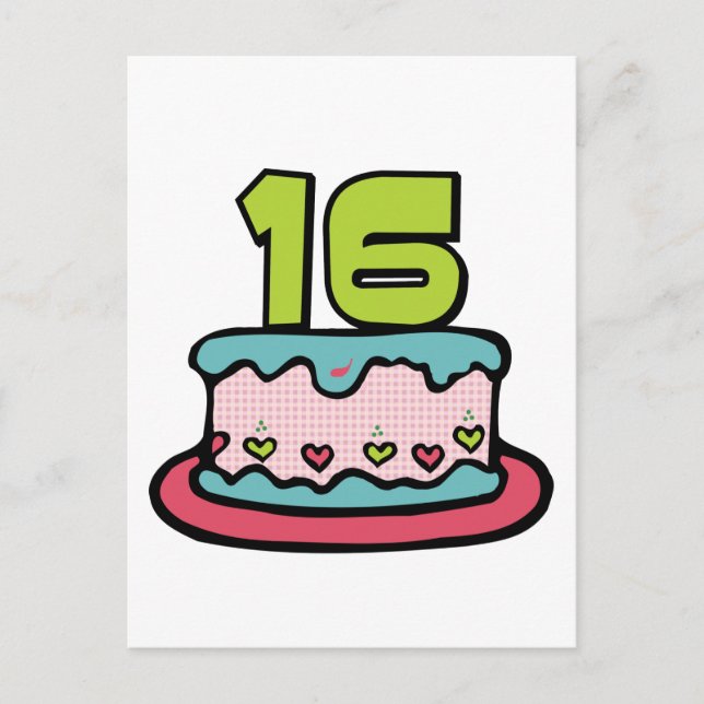 Carte Postale Gâteau d'anniversaire 16 ans (Devant)