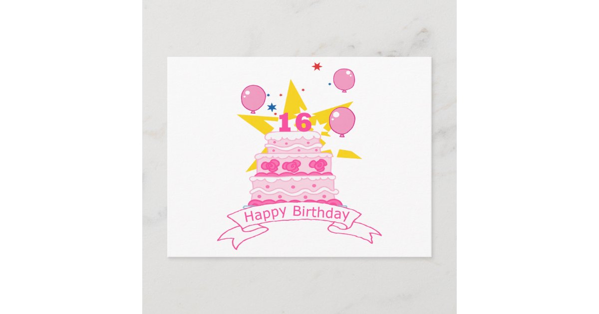 Carte Postale Gateau D Anniversaire 16 Ans Zazzle Fr